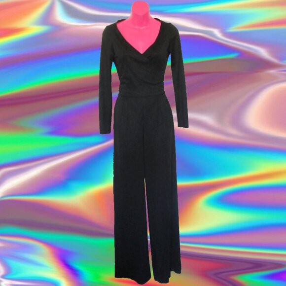 i. magnin 1970s vintage black jumpsuit size small disco - Picture 1 of 7